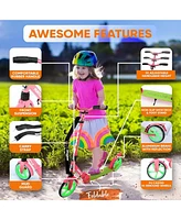Hurtle Adjustable and Foldable Kick Scooter with High Impact Wheels, Watermelon