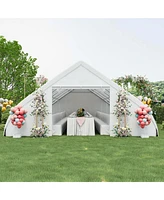 Costway 20'X40' Peach Shaped Party Tent Heavy-duty Wedding Canopy with Zipper Doors