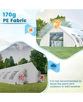 Costway 20'X40' Peach Shaped Party Tent Heavy-duty Wedding Canopy with Zipper Doors