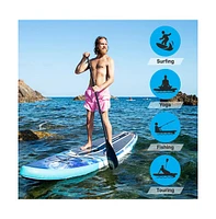 SereneLife Rising Flow Inflatable Stand-Up Paddle-Board With Accessories, Space Blue Design