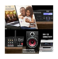 Pyle Bluetooth Stereo Amplifier Receiver With Uhf Wireless Microphone, MP3/Usb/Sd/Aux/Fm Radio, 200 Watt