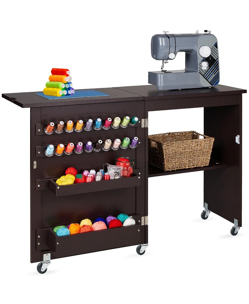 Best Choice Products Sewing Machine Table & Desk w/ Craft Storage and Trays