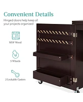 Best Choice Products Sewing Machine Table & Desk w/ Craft Storage and Trays