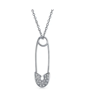 Bling Jewelry Support Symbol displaced people Solidarity Pave Cz Accent Dangling or Sideways Safety Pin Necklace Pendant 14K Yellow Rose Gold Plated .