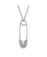 Bling Jewelry Support Symbol displaced people Solidarity Pave Cz Accent Dangling or Sideways Safety Pin Necklace Pendant 14K Yellow Rose Gold Plated .