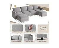 gaomon Armrest Module for Modular Sofa Sectional Couch, Pair of Side Armrest for Sectional Modular Sofa, Linen Fabric, Grey