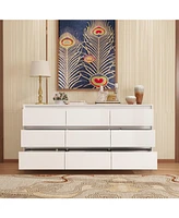 Homsee Silver Wood 9-Drawer Dresser Modern Style with Mirrored Drawers
