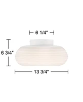 Possini Euro Design Sandringham 3/4" Modern Semi Flush-Mount Ceiling Light Fixture Kitchen Foyer Hallway Round Led Dimmable Sanded White Finish Met