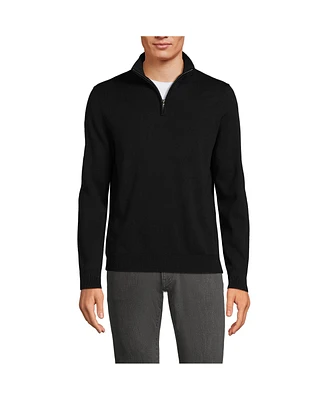 Lands' End Men's Long Sleeve Fine Gauge Cotton Quarter Zip Sweater