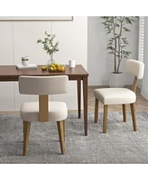 Costway Set of 2 Armless Dining Chairs with Curved Backrests & Padded Seat Cushions