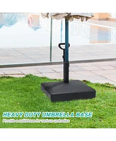 Aoodor Patio Umbrella Base Heavy Duty with Wheels and Pull Rod, Fillable Umbrella Base, Mobile Market Stand for Deck, Poolside, Lawn - Black