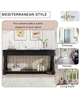 63'' Long Console Table with Drawers and Shelf – Perfect for Entryway, Hallway, or Living Room
