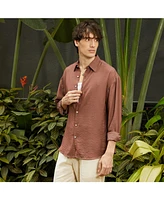 Men's Mocha Brown Breezy Wrinked Shirt