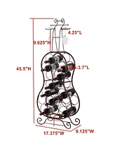 Kings Brand Furniture Cello-Shaped 19-Bottle Bronze Metal Wine Rack