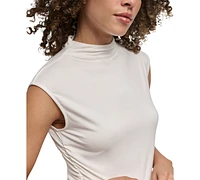 Dkny Petite Mock-Neck Ruched Sleeveless Top