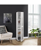 Kings Brand Furniture Romero Tall Curio Storage Cabinet - Bookshelf Perfect for Living Room, Kitchen, Bedroom & Office