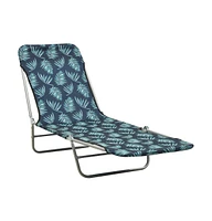 vidaXL Folding Sun Loungers 2 pcs Steel and Fabric Leaf Pattern