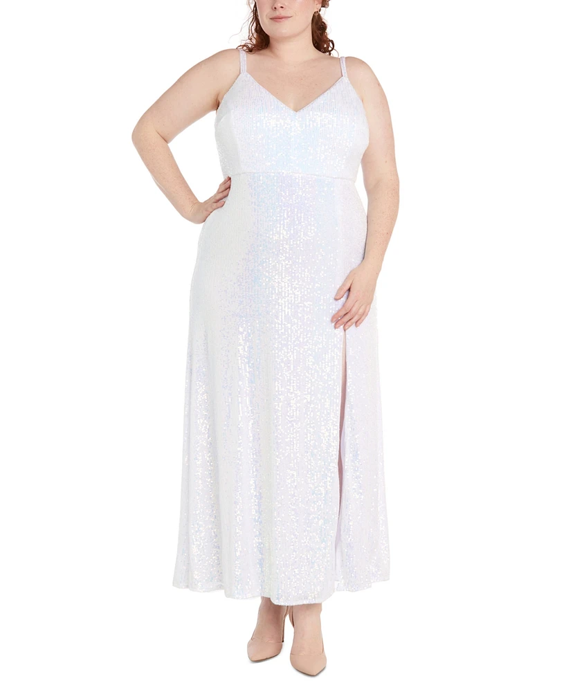 Morgan & Company Plus Size Sequinned High-Slit Dress