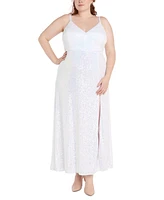 Morgan & Company Plus Size Sequinned High-Slit Dress