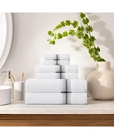 Aston and Arden Luxury White/Ombre Stripe 6-Piece Bath Towel Set, 600 Gsm, Soft 100% Turkish Cotton Bathroom Towels, Made Turkey, 2