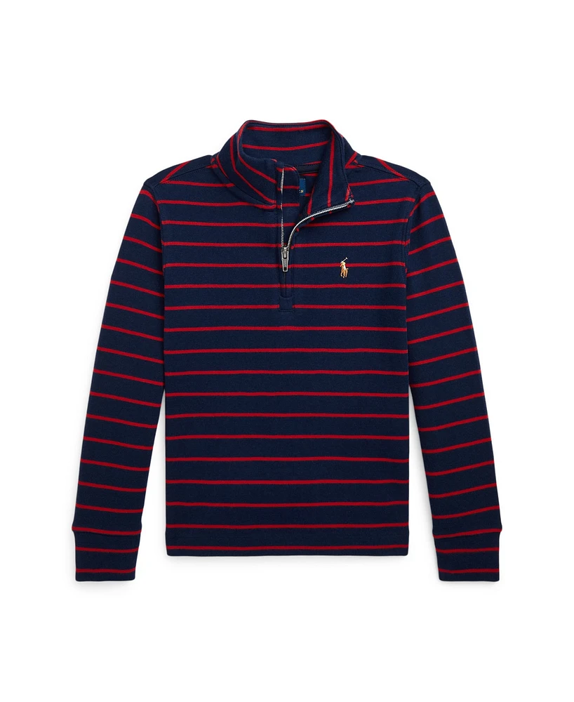 Polo Ralph Lauren Little and Toddler Boys Striped Cotton Quarter-Zip Pullover Sweatshirt