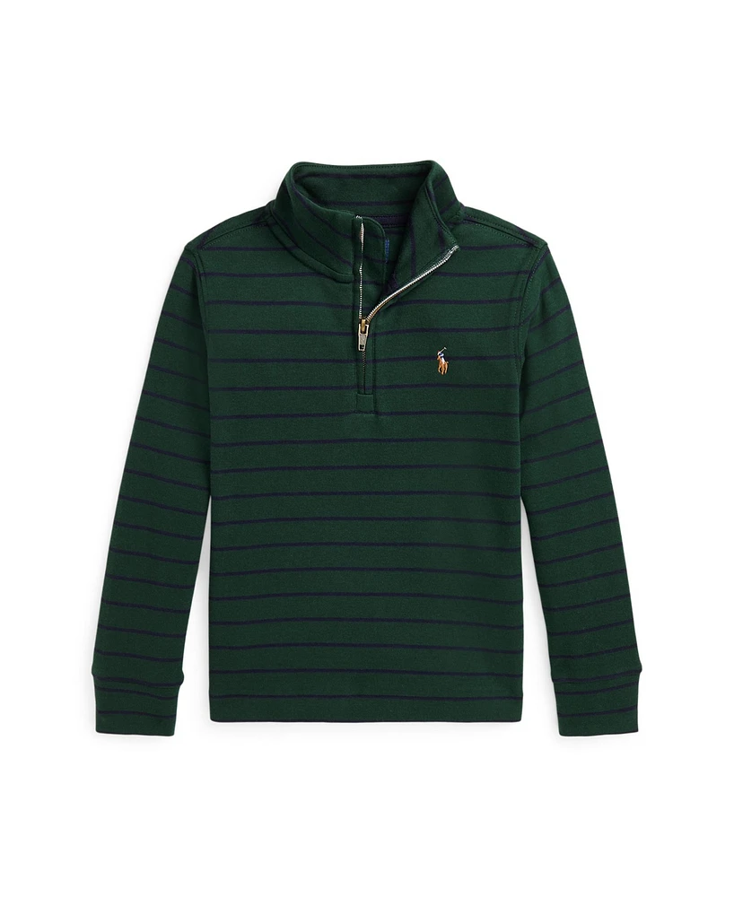 Polo Ralph Lauren Little and Toddler Boys Striped Cotton Quarter-Zip Pullover Sweatshirt