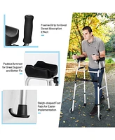 Sugift Folding Height Adjustable Walking Frame with Armrest Support-Silver