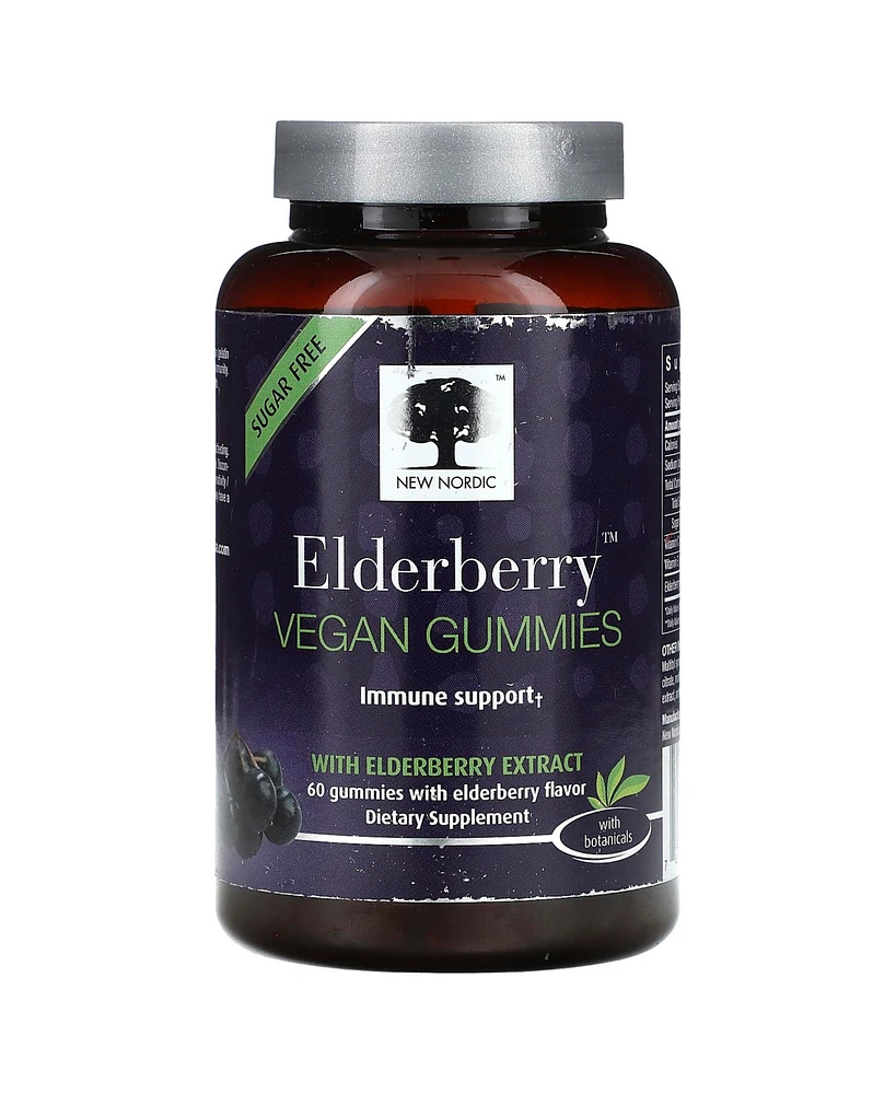 New Nordic Elderberry Nutrition Gummies | Sugar Free Chewable Immune Support with Vitamin C for