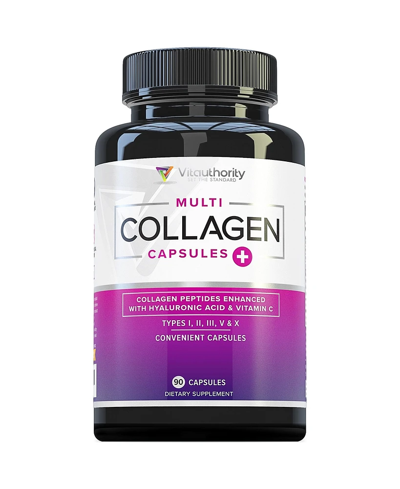 Vitauthority Multi Collagen Capsules, Collagen Peptides Supplement for Hair, Skin, Nails & Joints, Vitauthority, 90ct