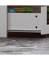 Homsee White 8-Drawers Bedroom Dresser with Glass Top and Glass Drawers