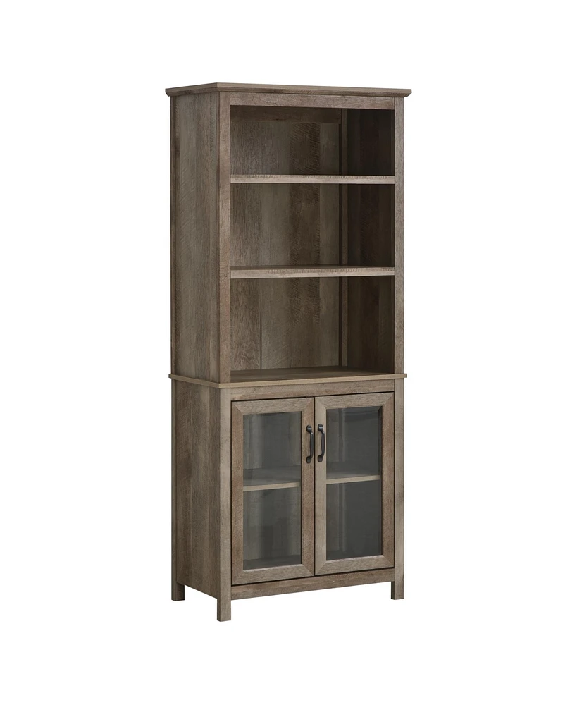 Homcom 71" Freesding Bookshelf Storage Cabinet Hutch w/ Glass Doors