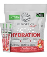 Sunwarrior Active Hydration Strawberry Colada Powder, Sugar Free B12 Elderberry and Electrolytes Water Enhancer, Sunwarrior, 18 stick packs 126g pouch