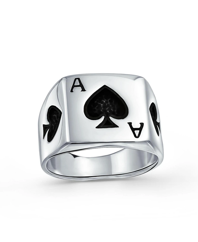 Bling Jewelry Lucky Las Vegas Gambler Ace Of Spade Ring .925 Sterling Silver