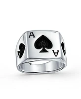 Bling Jewelry Lucky Las Vegas Gambler Ace Of Spade Ring .925 Sterling Silver