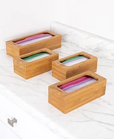 Seville Classics 4-Piece Bamboo Food Storage Bag Holder Set