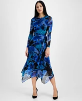 Anne Klein Women's Printed Handkerchief-Hem Dress