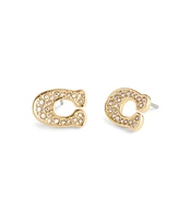 Coach Faux Stone Signature Pave C Stud Earrings