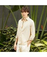 Campus Sutra Men's Saltbox Beige Checkered-Textured Shirt