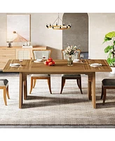 Tribesigns 71" Large Dining Table for 6 People, Farmhouse Dinner Table, Wood Rectangular Dining Table with Thickened Legs for Kitchen, Dining Room, Li