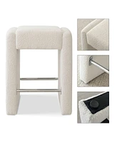 The Pop Home 26.5" Boucle Counter Stool Set Of 2,Backless Boucle Counter Stool-The Pop Home