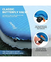 KingCamp 2 Person Self Inflating Double Air Camping Sleeping Pad, Blue/Charcoal