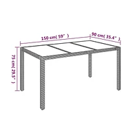 vidaXL Patio Table with Glass Top 59.1"x35.4"x29.5" Poly Rattan