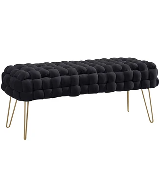 Ornavo Home Mirage Velvet Woven Bench Ottoman