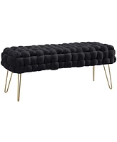 Ornavo Home Mirage Velvet Woven Bench Ottoman