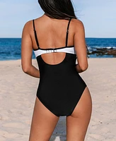 Cupshe Women's Scoop Neck Cutout Back Hook Mesh One Piece Swimsuit