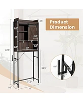 Gymax Over The Toilet Storage Cabinet Rack Bathroom w/ Slipping Barn Door & Adjustable Shelf Espresso
