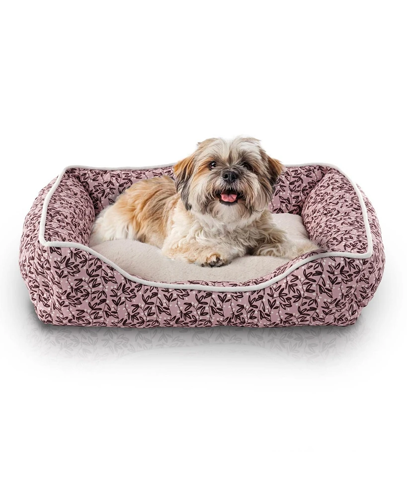 Elle Cuddler Dog Beds for Small Dogs, Washable Pet Bed for Cat and Dog, Printed Microsuede with Plush Center