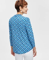 Jm Collection Women's Printed V-Neck Blouse, Exclusively at Macy's