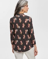 Jm Collection Women's Printed V-Neck Blouse, Exclusively at Macy's