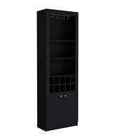 Vass Cabinet 4-Tier, Glass Holder Stemware Rack, Wine Cabinet, Liquor Cabinet, 10 Bottle Cubbies, 4 Shelves